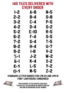 140 changeable tiles delivered with every order