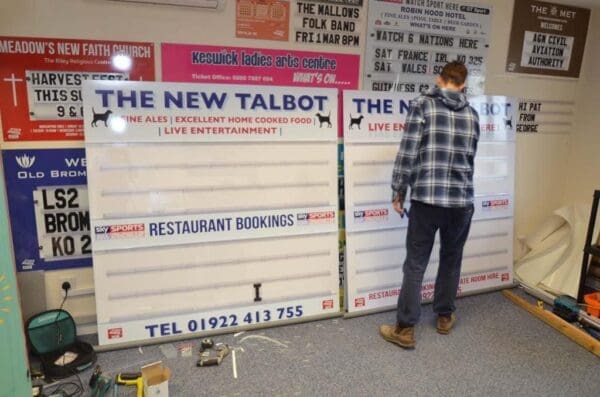 bespoke changeable fixture boards to promote fixtures and events