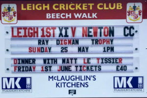 tamperproof and weatherproof chnageable fixture board for Leigh Cricket Club