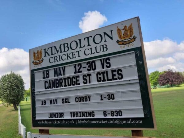 Cricket Club fixture board using changeable plastic letters you can easily change