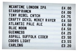 craft ale tap room signage